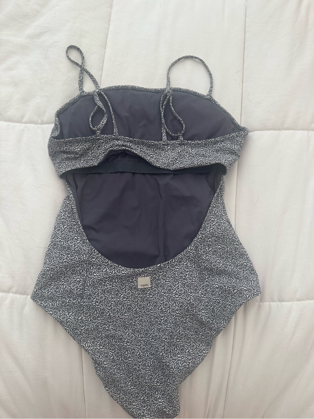 Vuori Navy and White Floral Scoop one piece